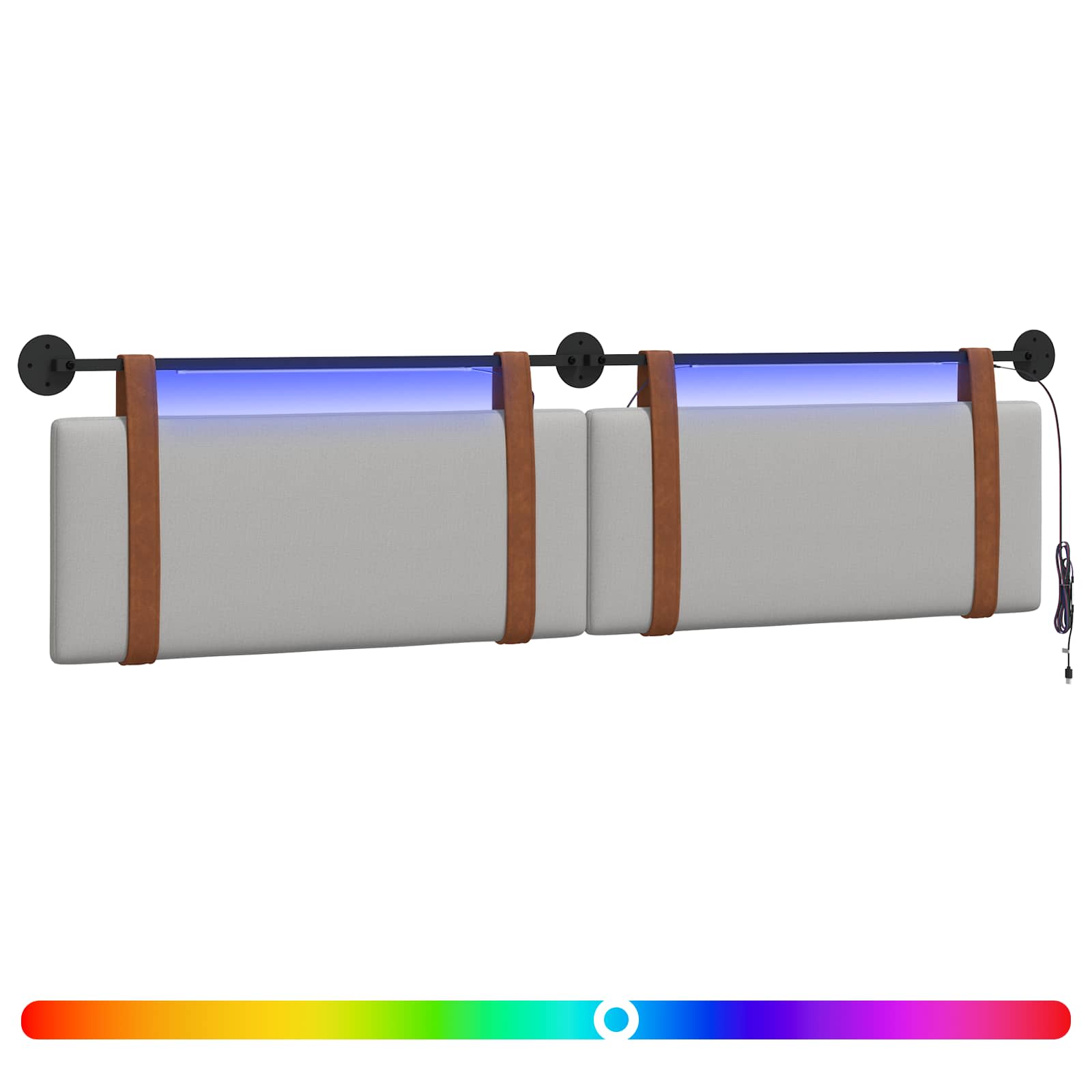 Viseće uzglavlje kreveta S LED svjetlom Oblačnosiva Antikni PU