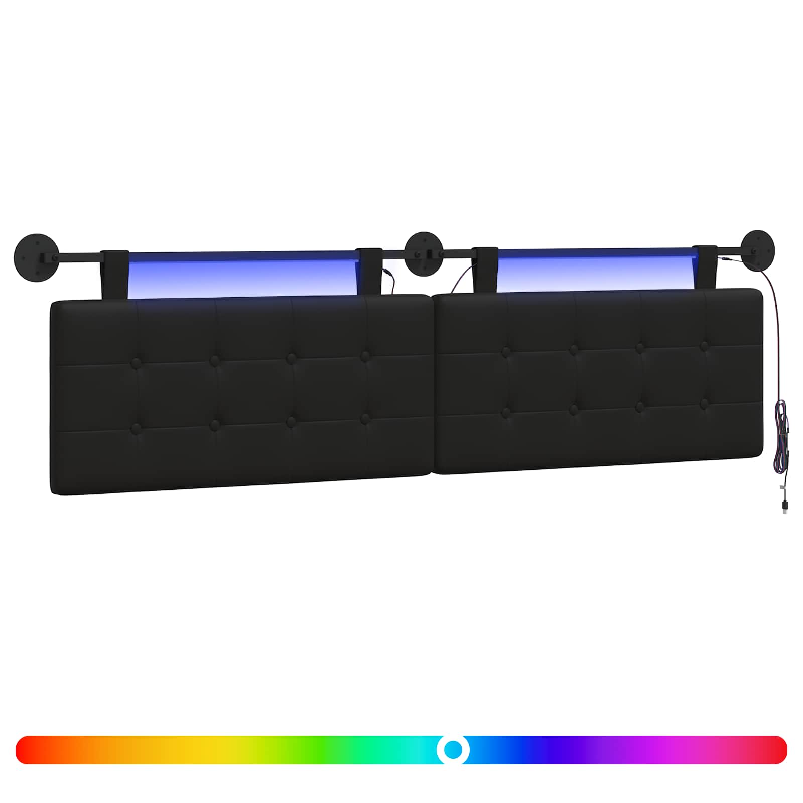Viseće uzglavlje kreveta S LED svjetlom Crna Umjetna koža