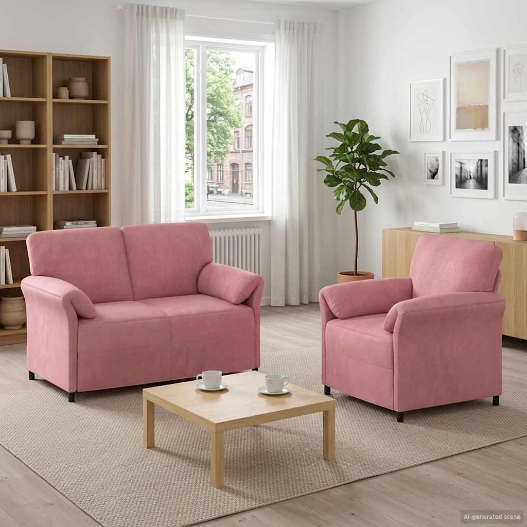 Set sofe 2 kom. Ružičasta Baršun
