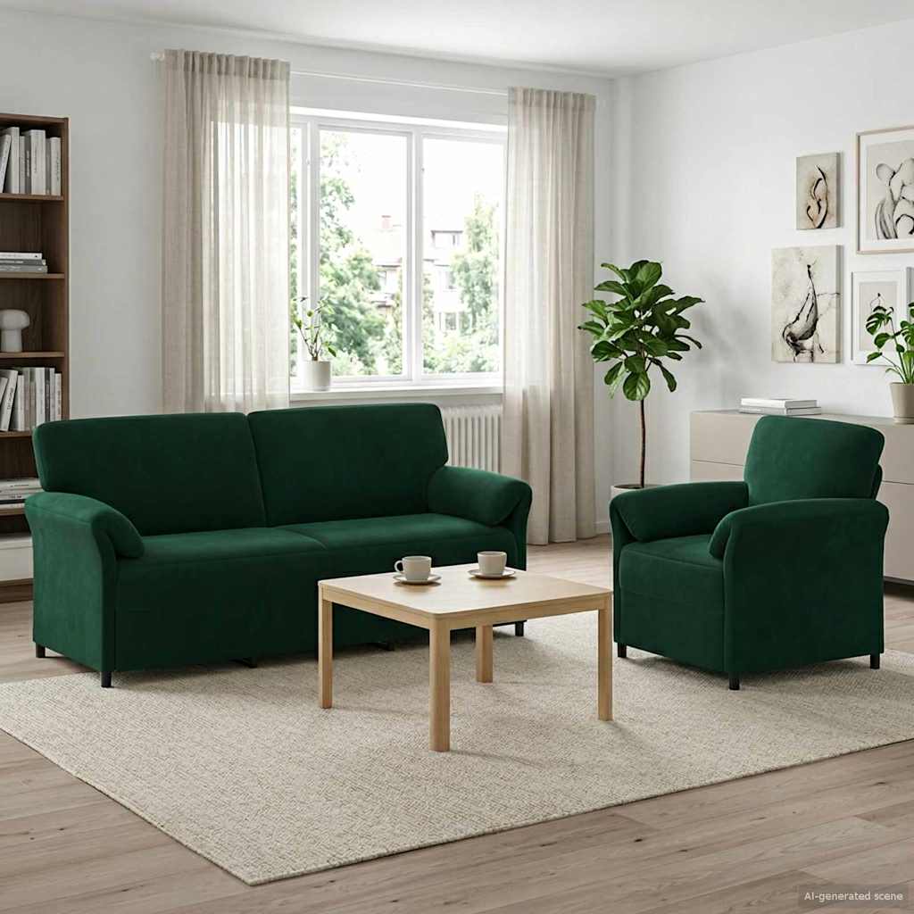 Set sofe 2 kom. Tamnozelena Baršun