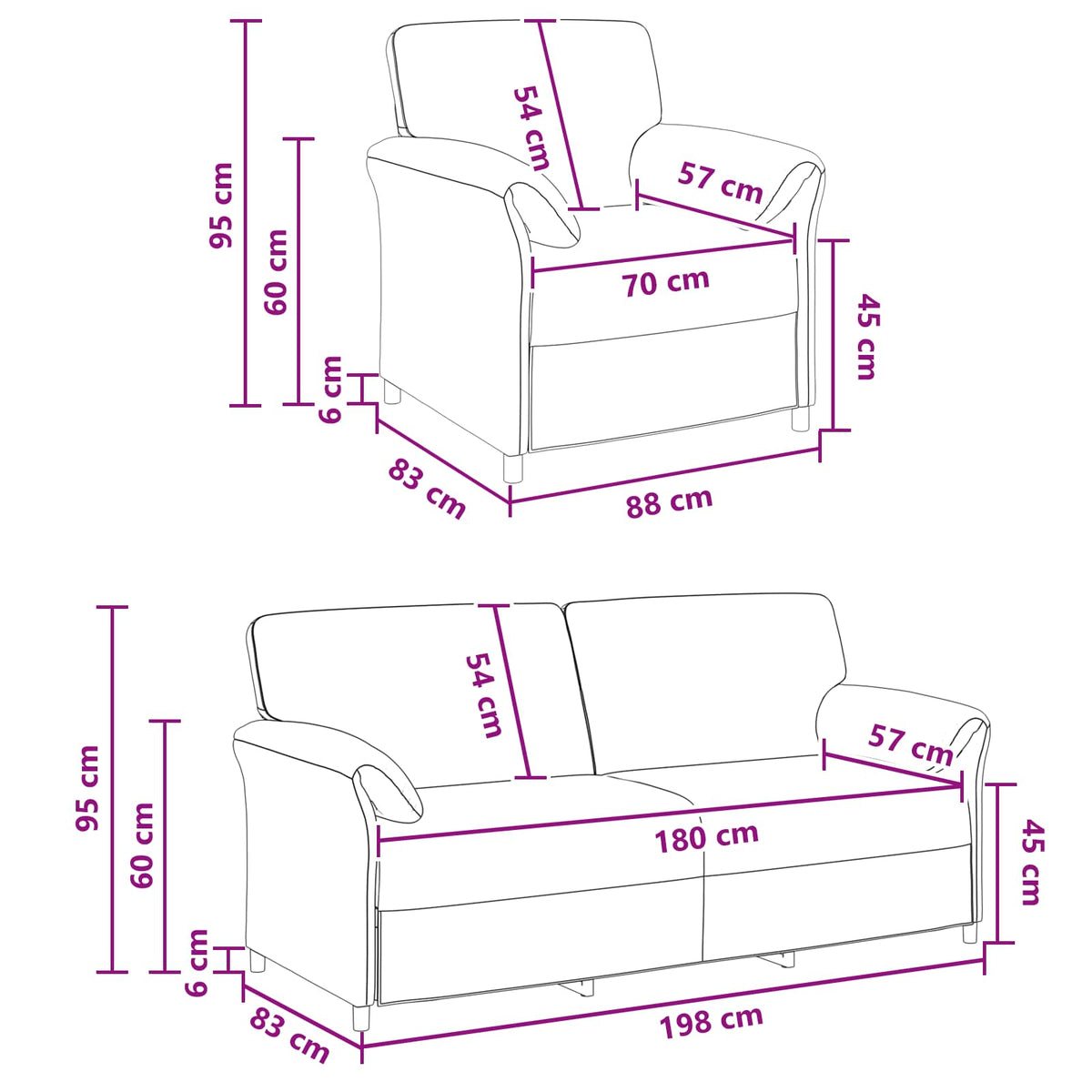Set sofe 2 kom. Ružičasta Baršun
