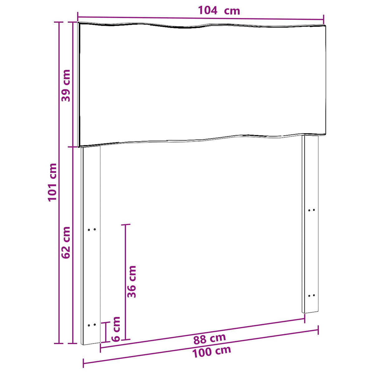 Uzglavlje s prirodnim rubom ROSTOCK Bijela 100 cm