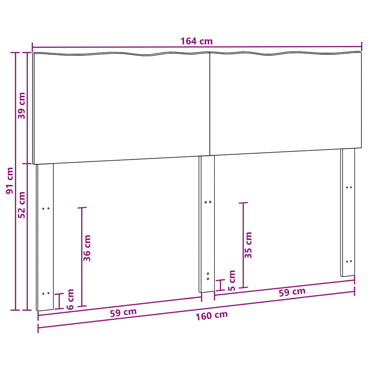 Uzglavlje s prirodnim rubom ROSTOCK Bijela 160 cm