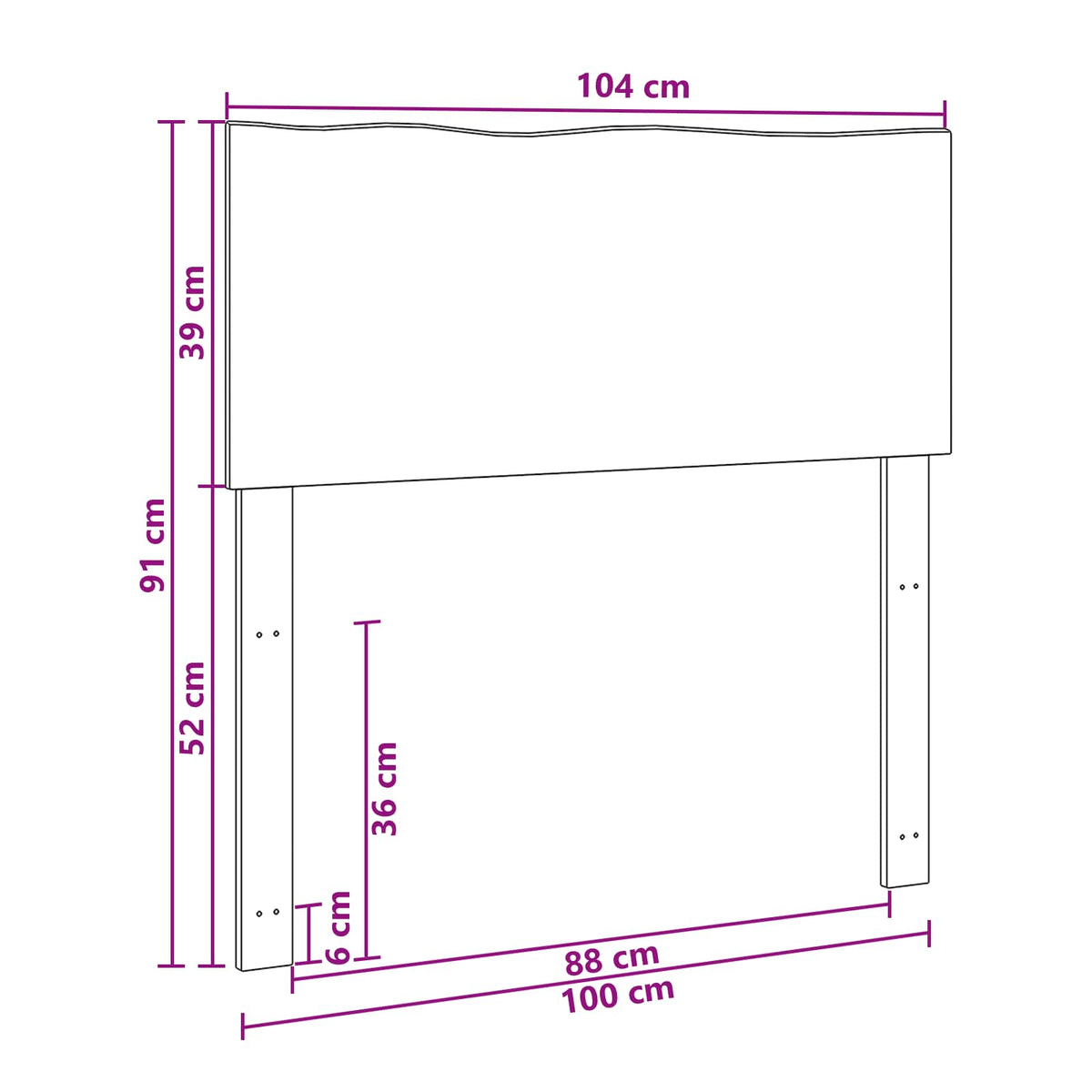 Uzglavlje s prirodnim rubom ROSTOCK Bijela 100 cm