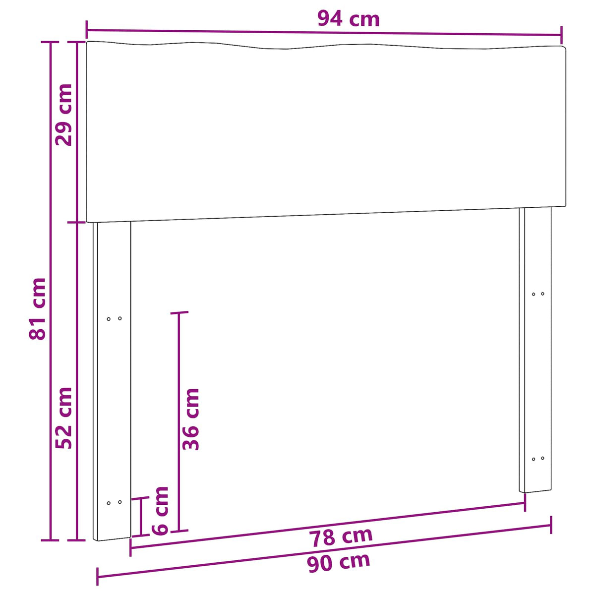 Uzglavlje s prirodnim rubom ROSTOCK Bijela 90 cm