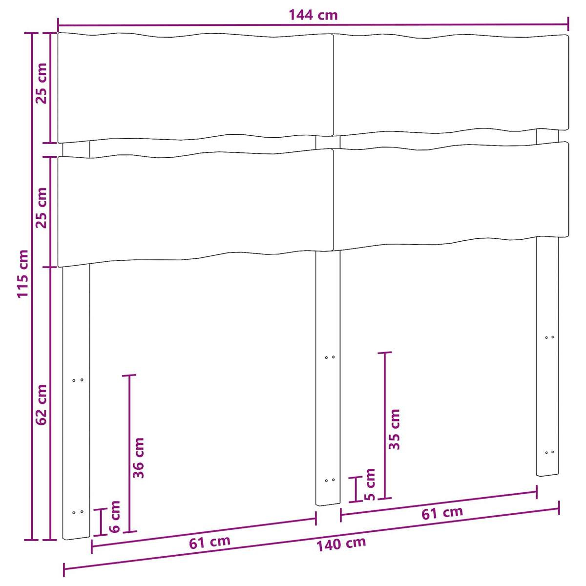 Uzglavlje s prirodnim rubom ROSTOCK Tamno smeđa 140 cm