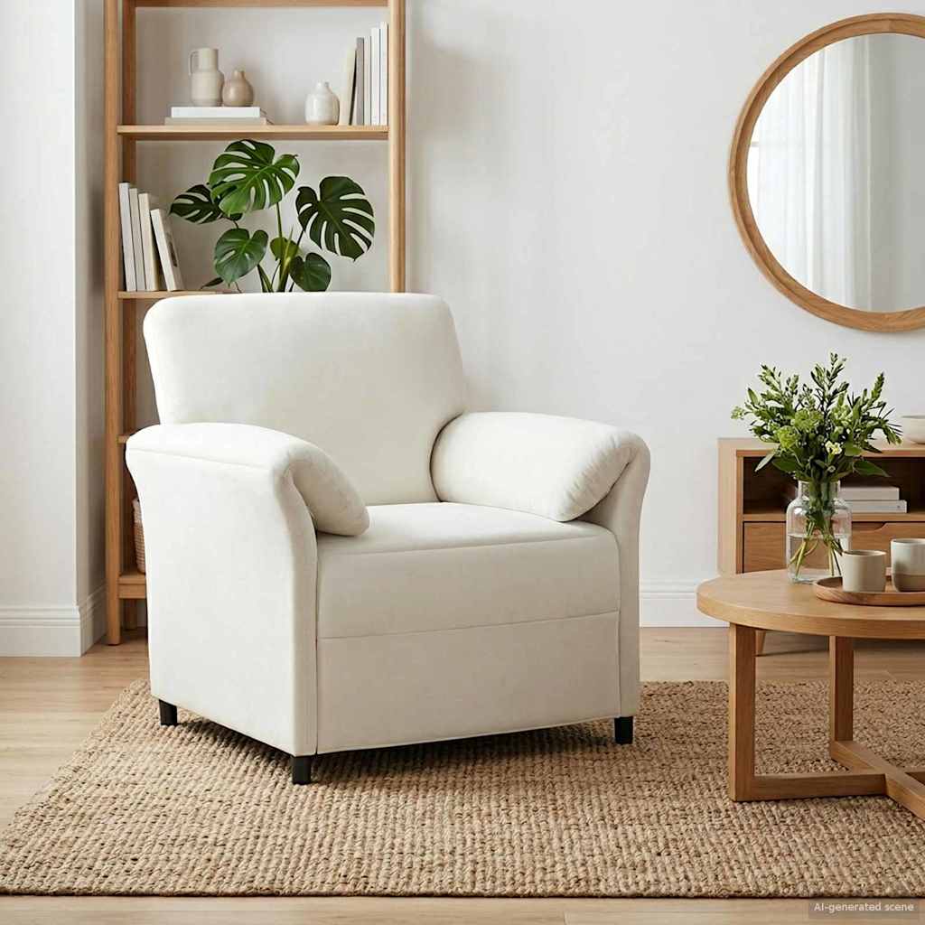 Jednosed Krem 88 x 83 x 95 cm Baršun