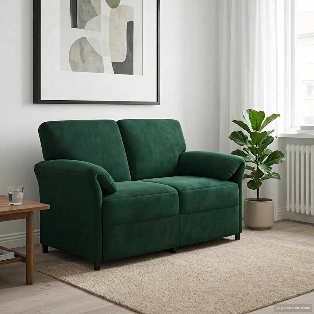 Sofa za dvije osobe Tamnozelena 138 x 83 x 95 cm Baršun
