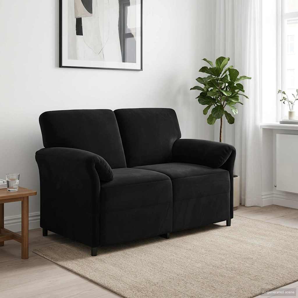 Sofa za dvije osobe Crna 138 x 83 x 95 cm Baršun