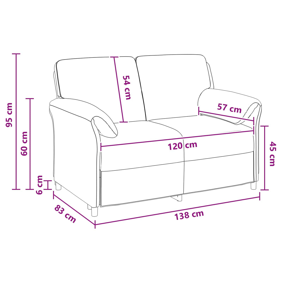 Sofa za dvije osobe Žuta 138 x 83 x 95 cm Baršun