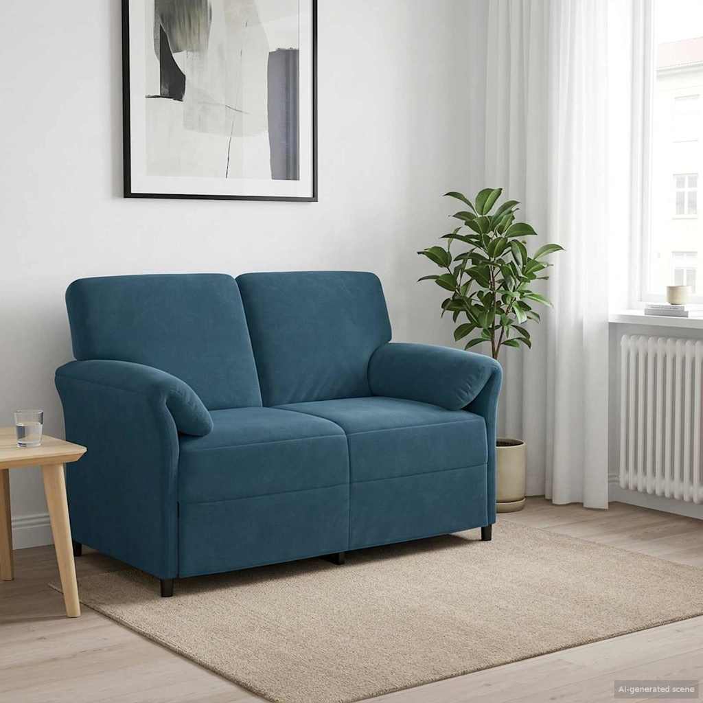 Sofa za dvije osobe Plava 138 x 83 x 95 cm Baršun