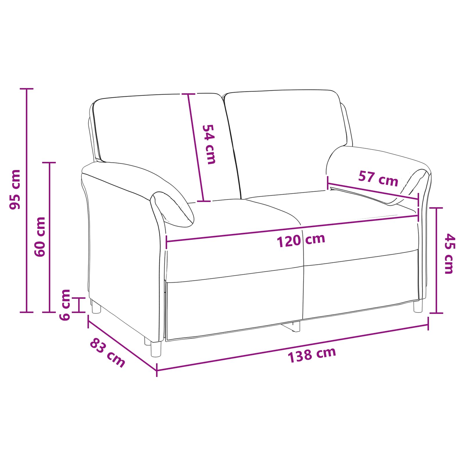Sofa za dvije osobe Morska zelena 138 x 83 x 95 cm Baršun