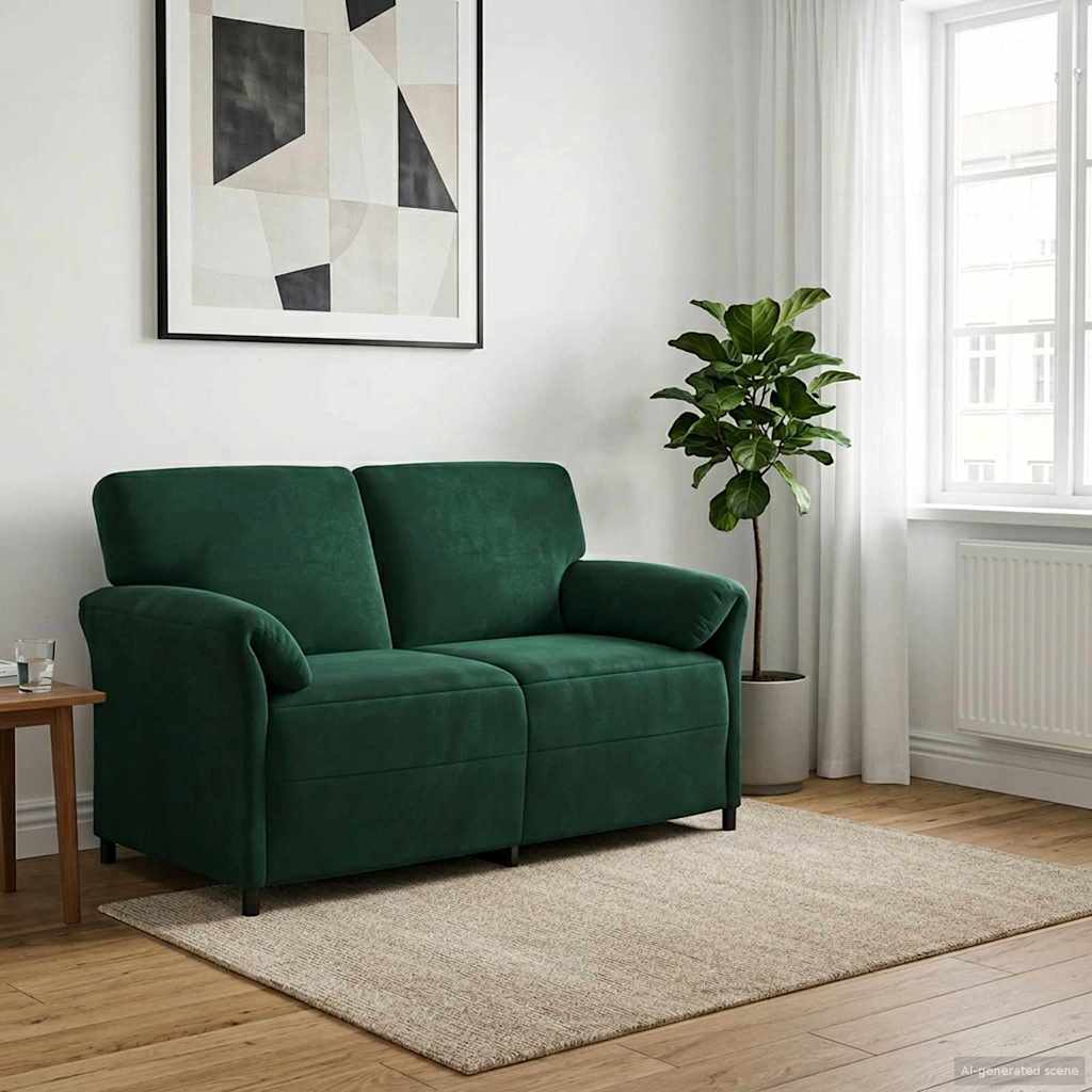 Sofa za dvije osobe Tamnozelena 158 x 83 x 95 cm Baršun