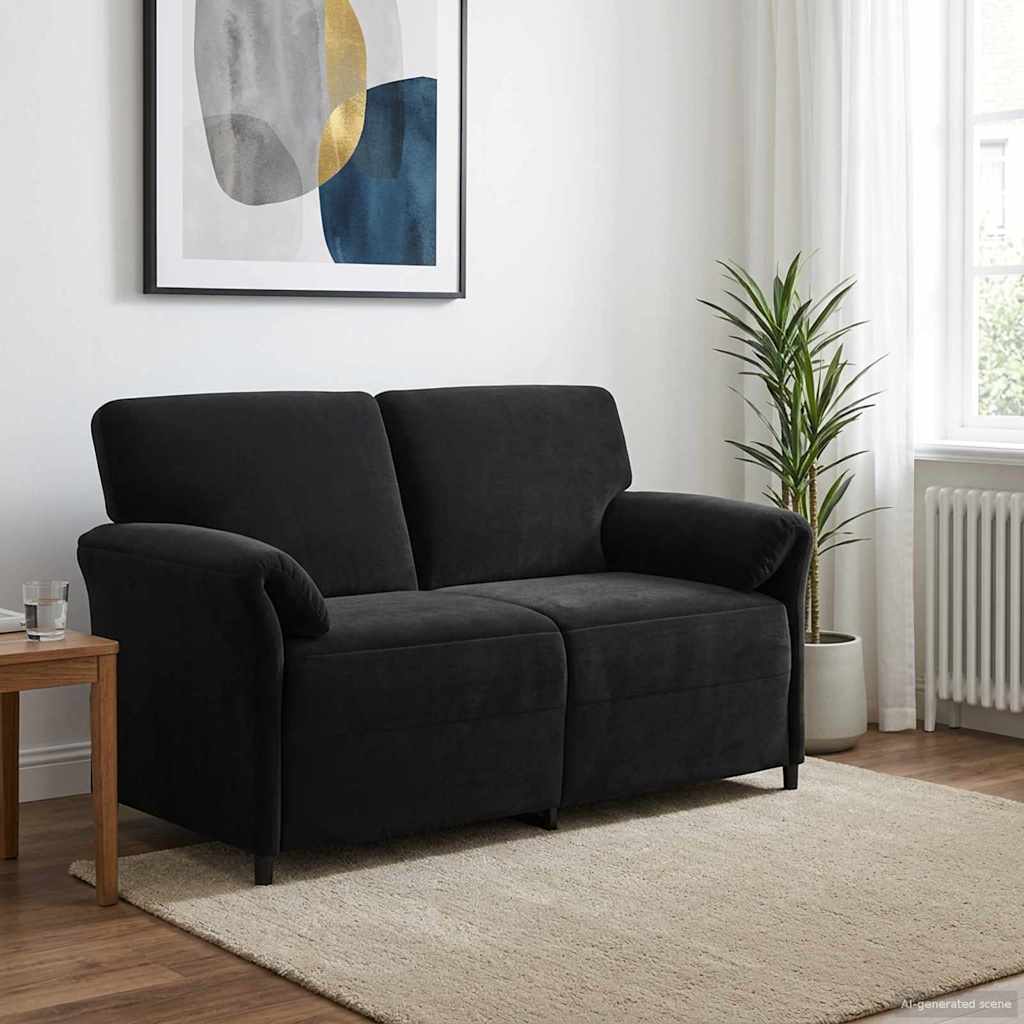 Sofa za dvije osobe Crna 158 x 83 x 95 cm Baršun