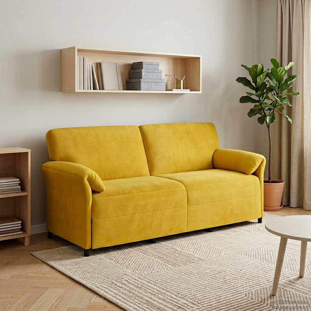 Sofa za 3 osobe Žuta 198 x 83 x 95 cm Baršun