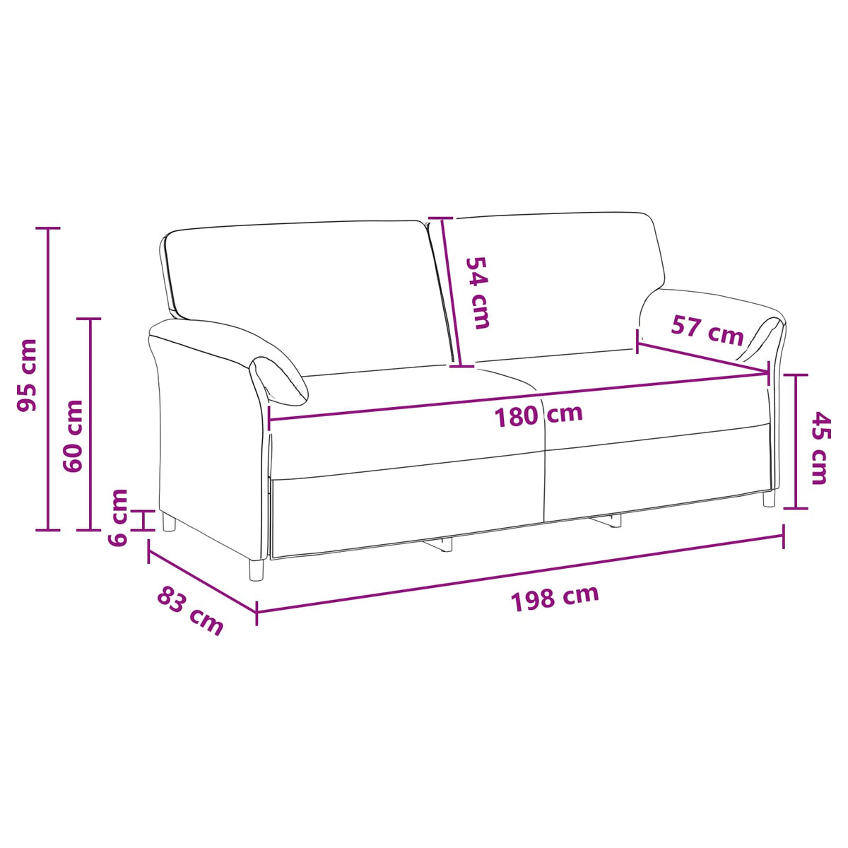 Sofa za 3 osobe Tirkizna 198 x 83 x 95 cm Baršun