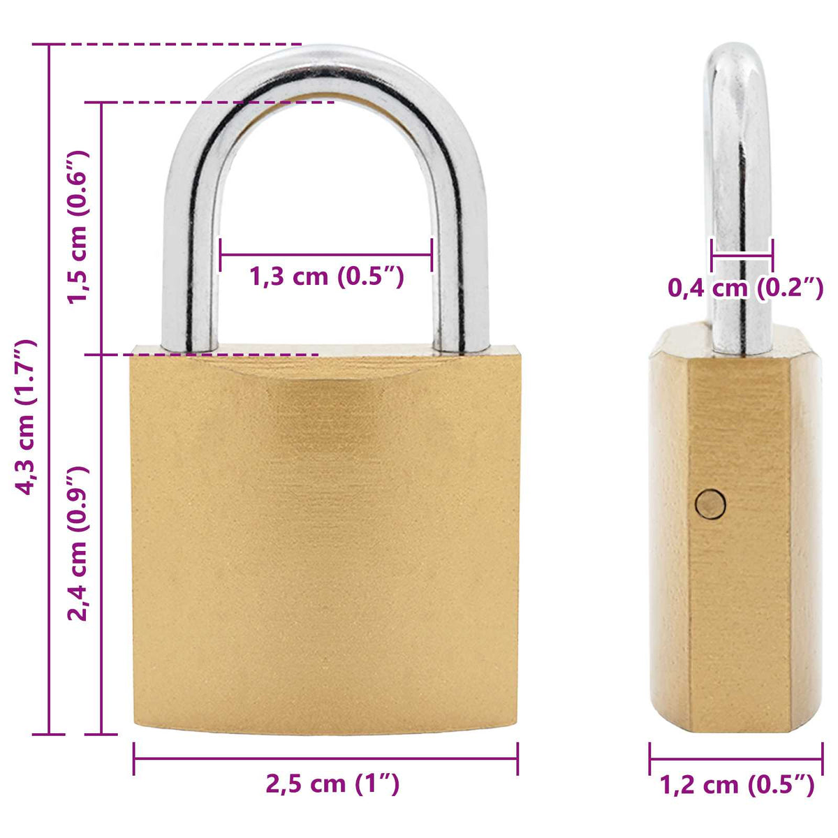 U zaključavanje s ključevima 2 pcs Mjed Željezo