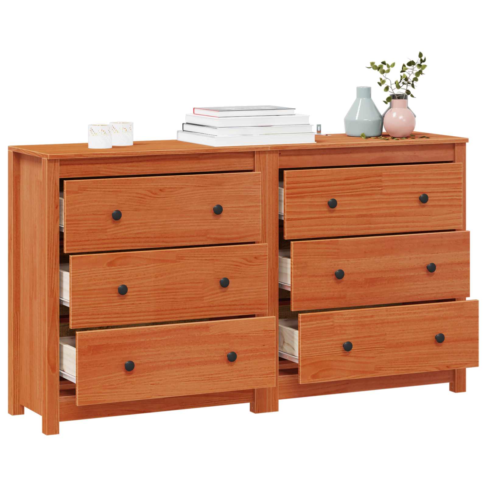 Kreveta 2 pcs Vosak Smeđa 140 x 35 x 80 cm Masivna borovina