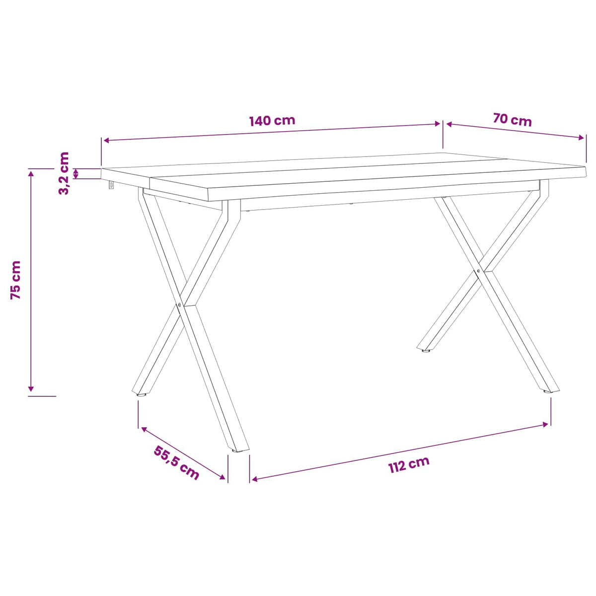 Stol za blagovanje s prirodnim rubom 140 x 70 x 75 cm Prirodna