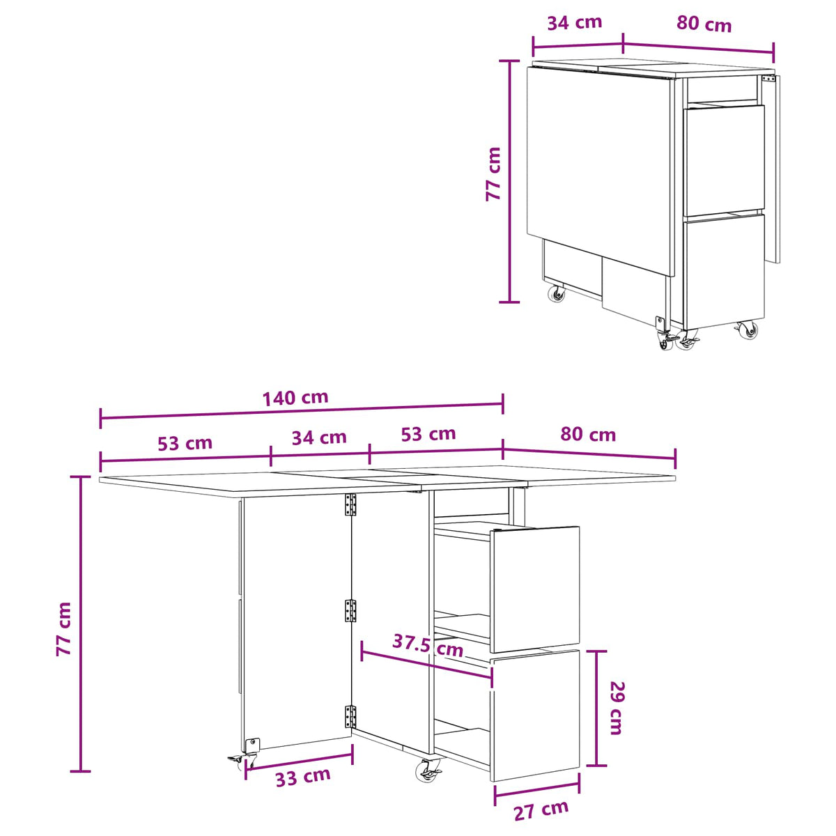Blagovaonski stol 2 pcs 140 x 80 x 77 cm Konstruirano drvo