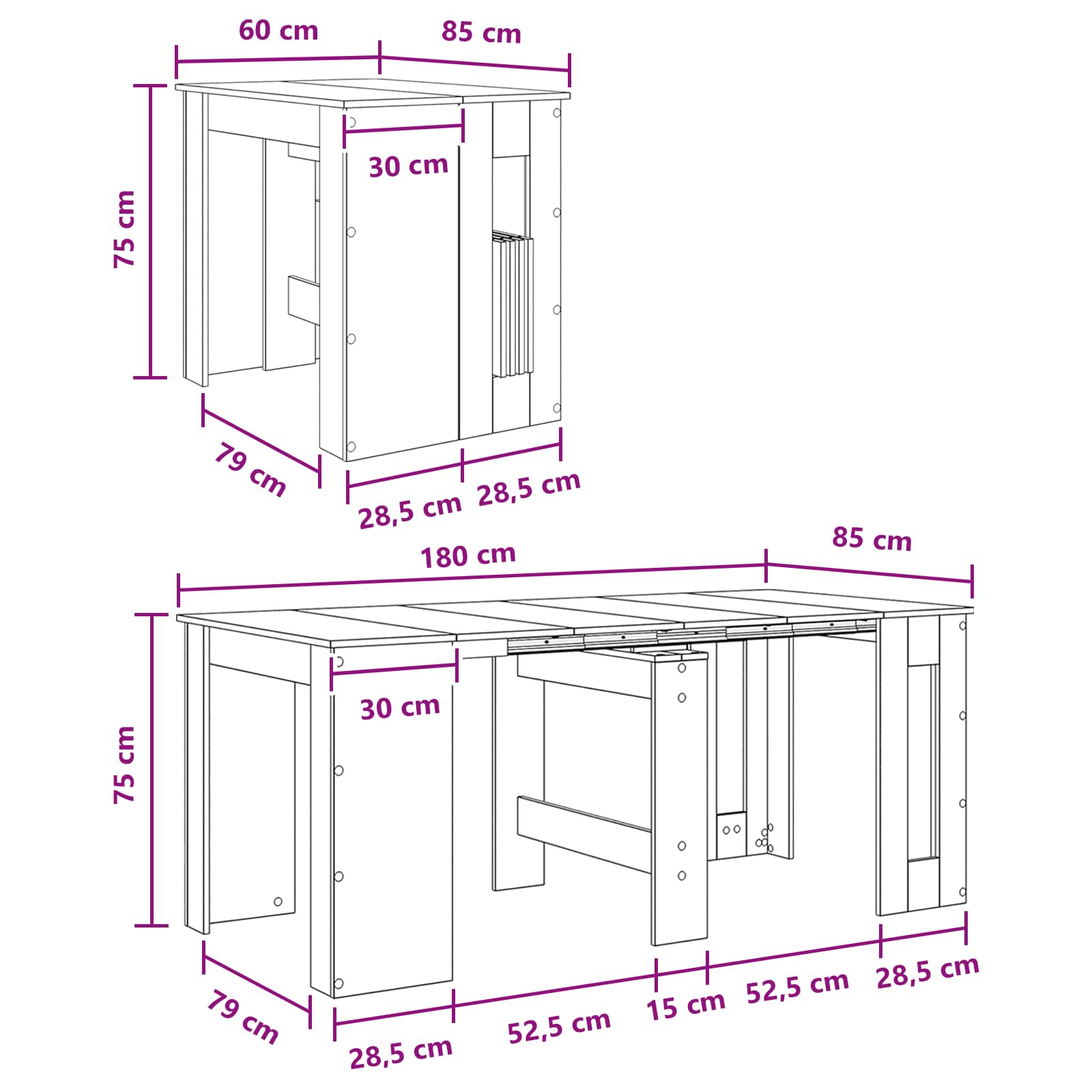Blagovaonski stol 180 x 85 x 75 cm Konstruirano drvo