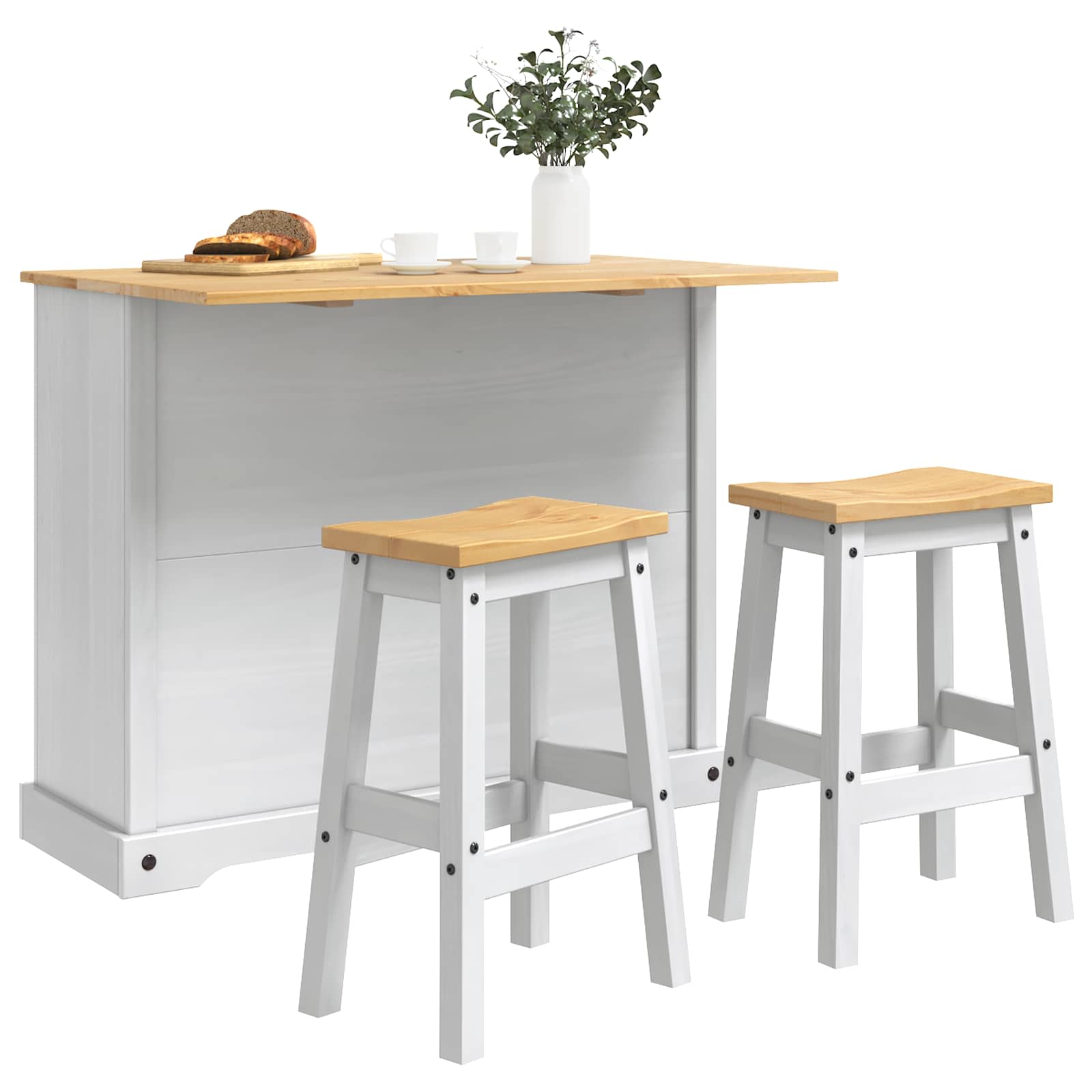 Set kuhinjskog otoka Corona 3 pcs Bijela i vosak od meda