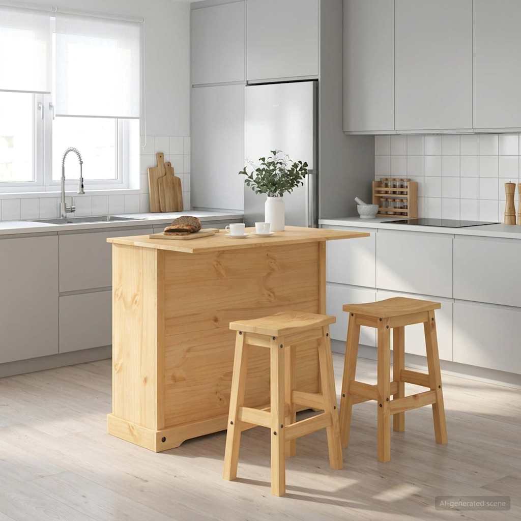 Set kuhinjskog otoka s ladicama 3 pcs Medeni vosak Čvrsta bor