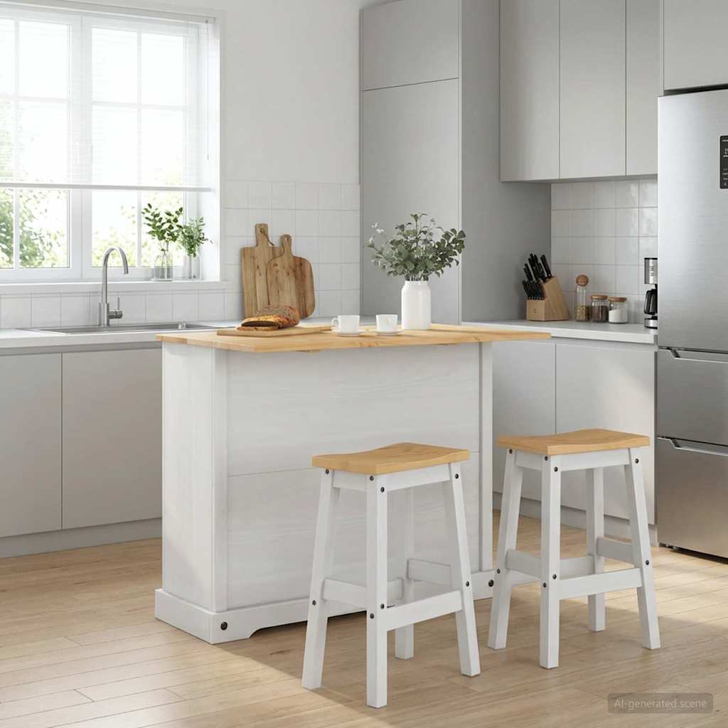 Set kuhinjskog otoka 3 pcs Bijela i vosak od meda Čvrsta bor
