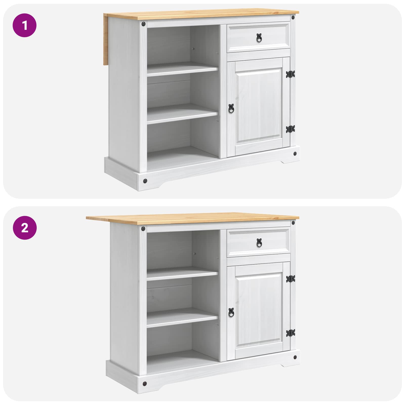 Set kuhinjskog otoka 3 pcs Bijela i vosak od meda Čvrsta bor