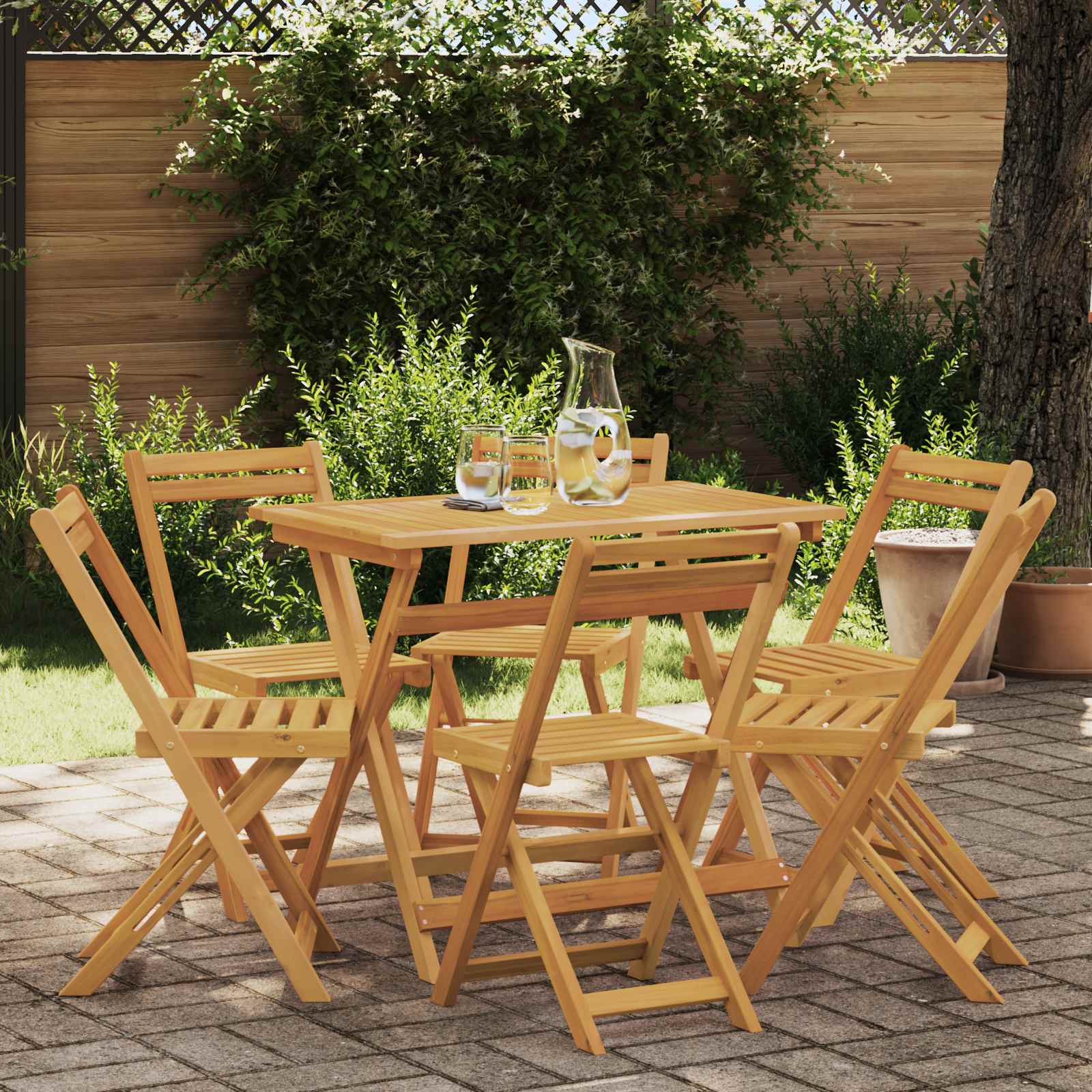 Sklopive Vrtne Stolice 6 pcs Prirodna 40 x 53 x 80 cm