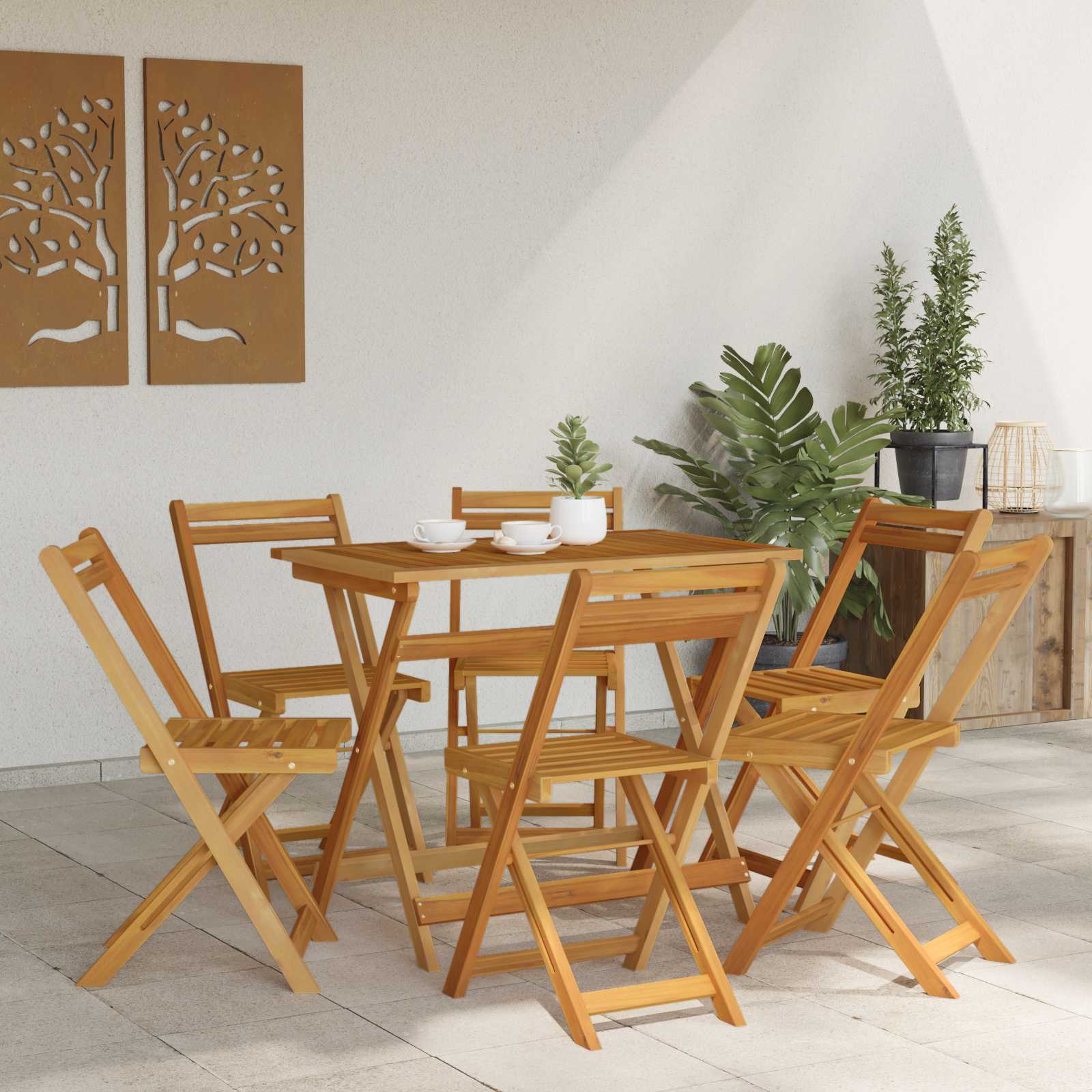 Sklopive Vrtne Stolice 6 pcs Prirodna 40 x 53 x 80 cm