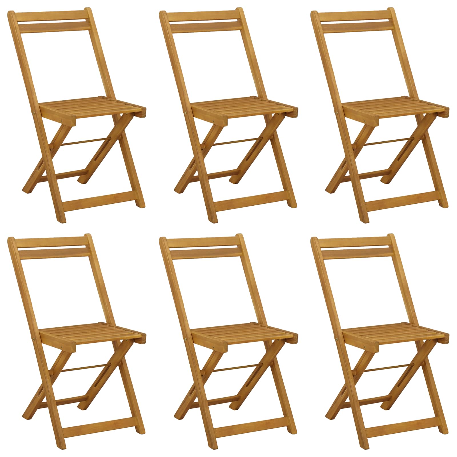 Sklopive Vrtne Stolice 6 pcs Prirodna 40 x 53 x 80 cm