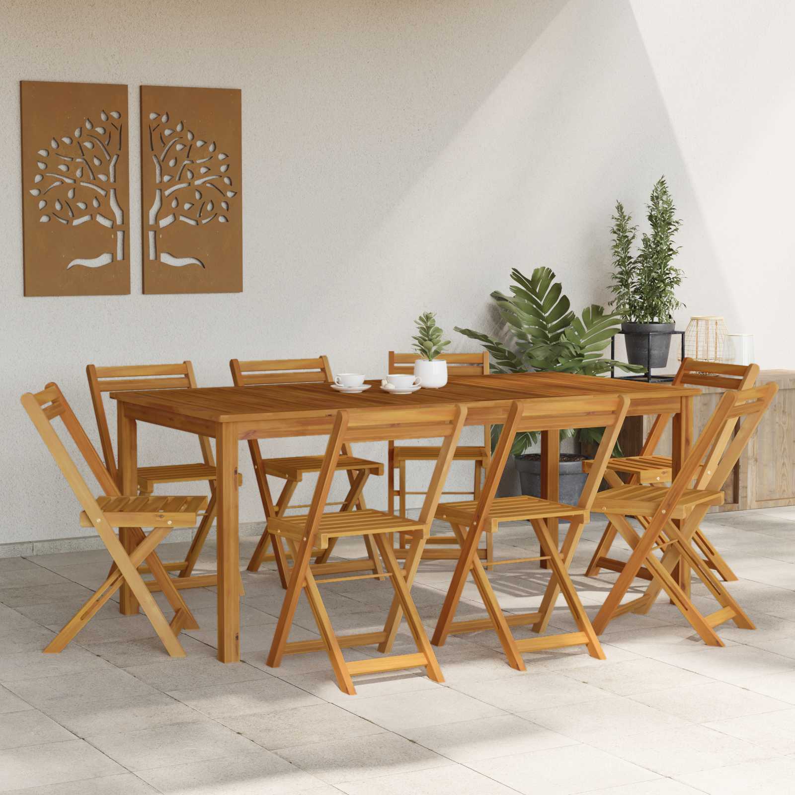 Vanjske bistro stolice 8 pcs Prirodna 40 x 53 x 80 cm