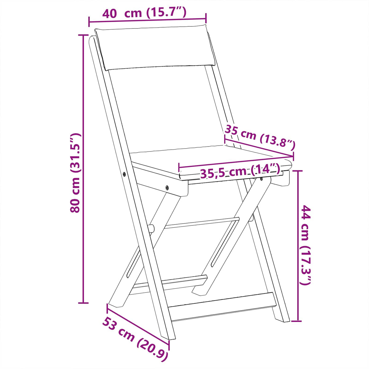 Vanjske bistro stolice 6 pcs Krem bijela 40 x 53 x 80 cm