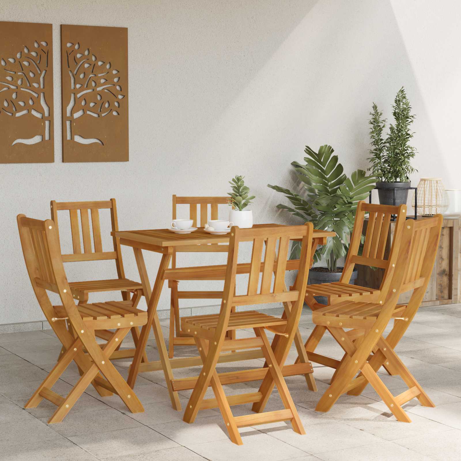Vanjske bistro stolice 6 pcs Prirodna Čvrsto drvo akacije
