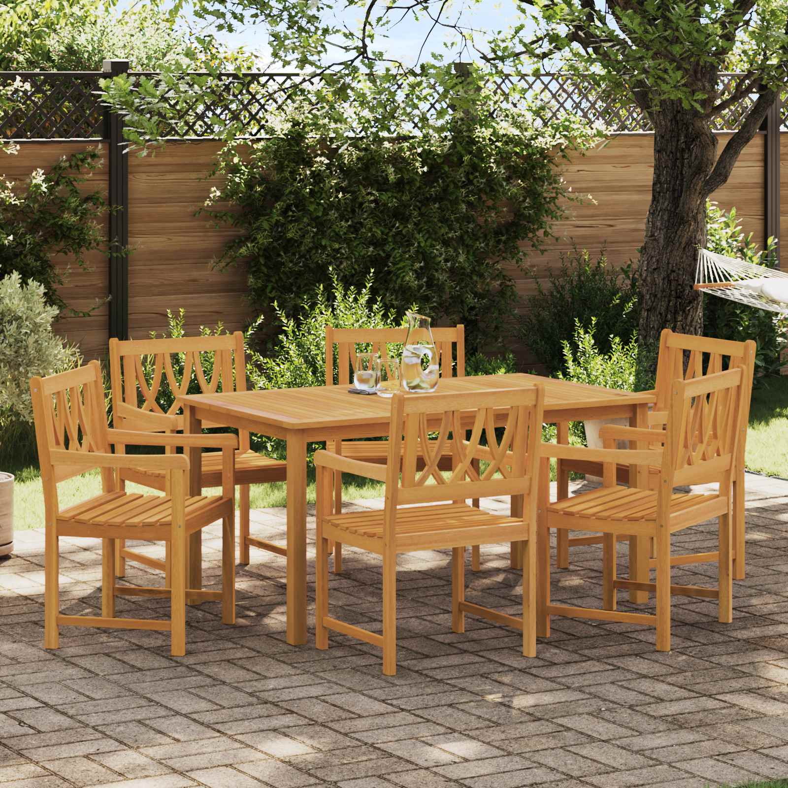 Vanjska klupa 6 pcs Prirodna 56 x 55,5 x 90 cm