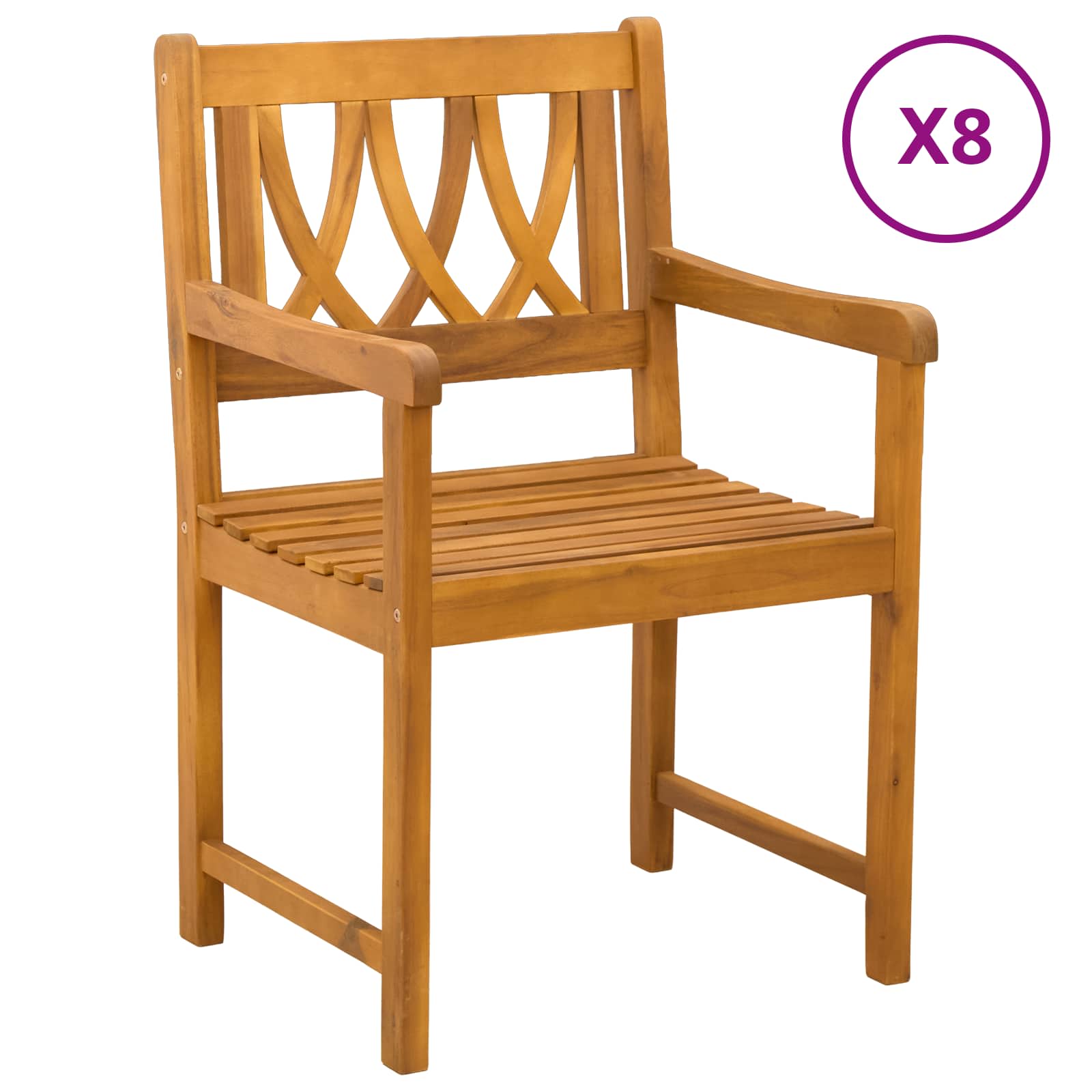 Vanjska klupa 8 pcs Prirodna 56 x 55,5 x 90 cm