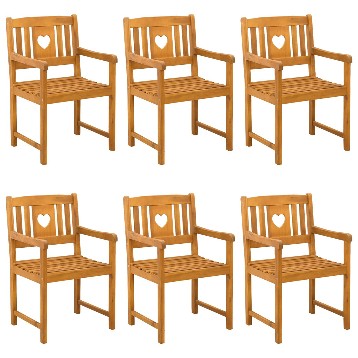 Vanjska klupa 6 pcs Prirodna 56 x 55,5 x 90 cm
