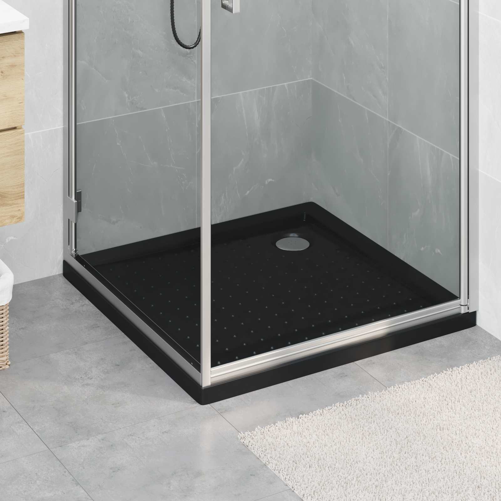 Podloga za tuš s točkicama 80 x 80 x 4 cm ABS Crna
