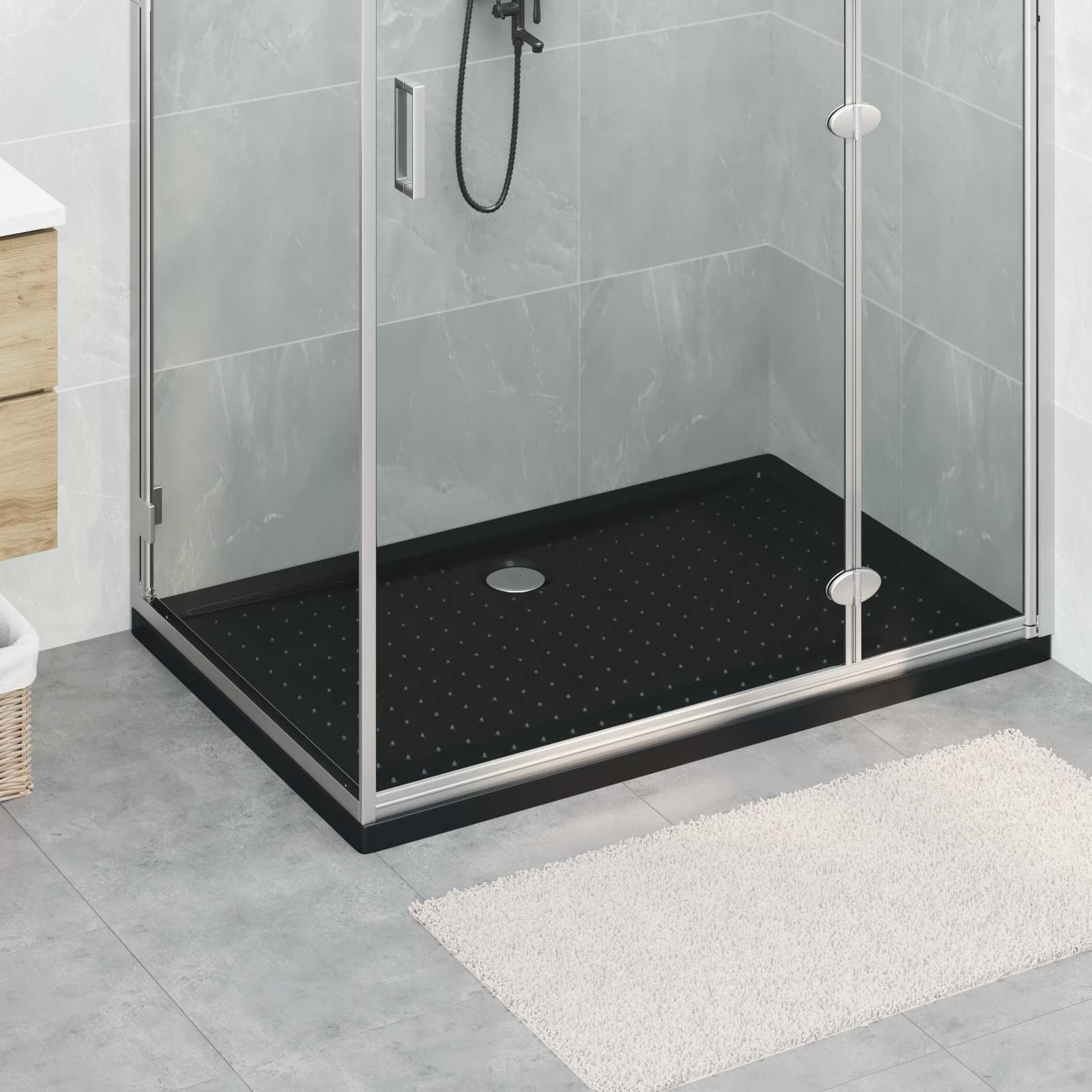 Podloga za tuš s točkicama Crna 120 x 80 x 4 cm ABS