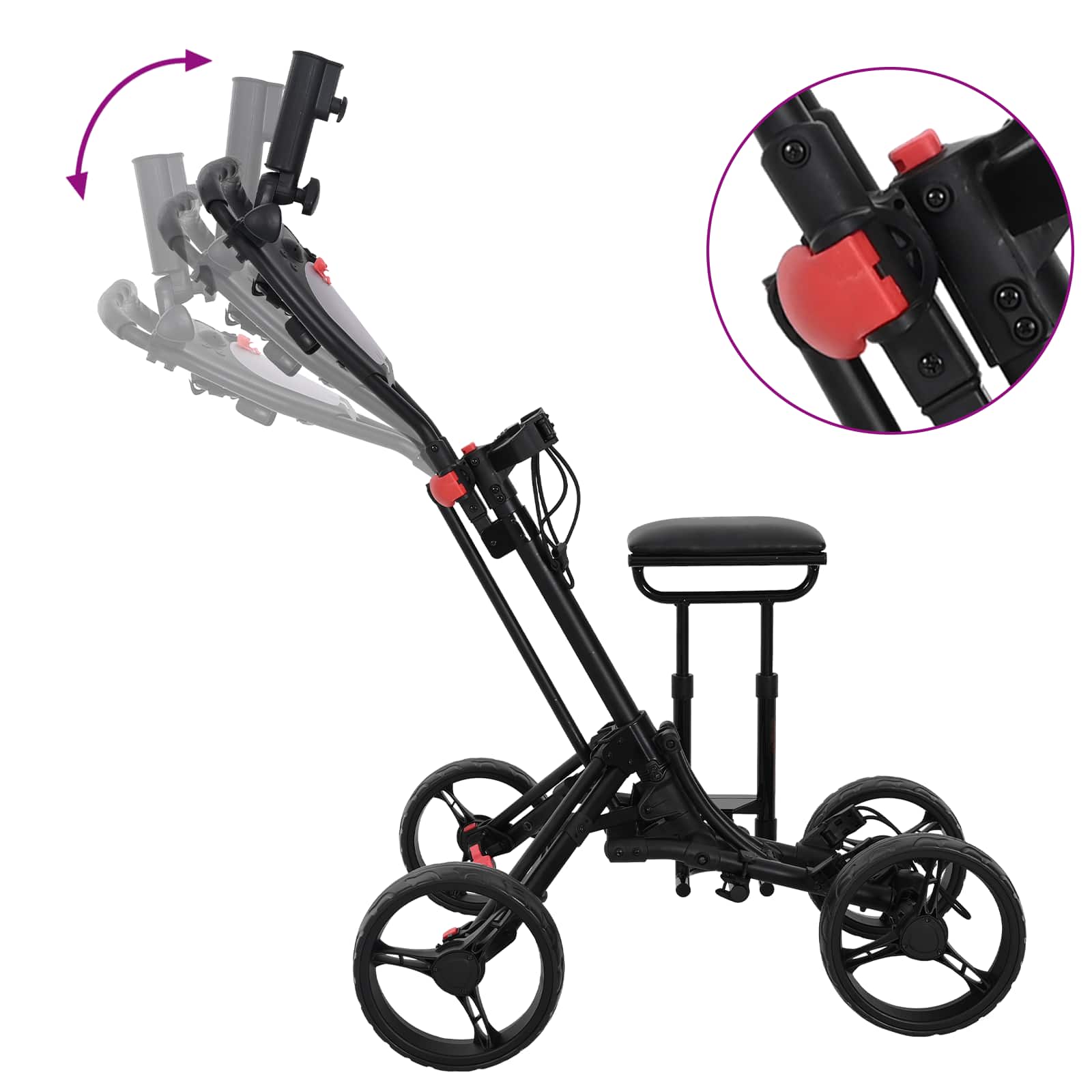 Golf Trolej s sjedištem Crna Aluminij Sklopivo