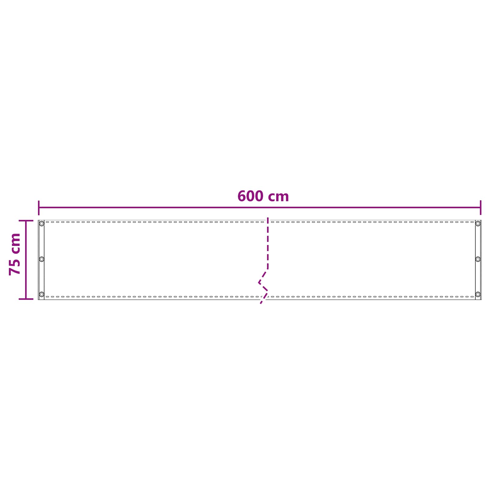 Balcony ekran Pijesak 75 x 600 cm HDPE i Aluminij
