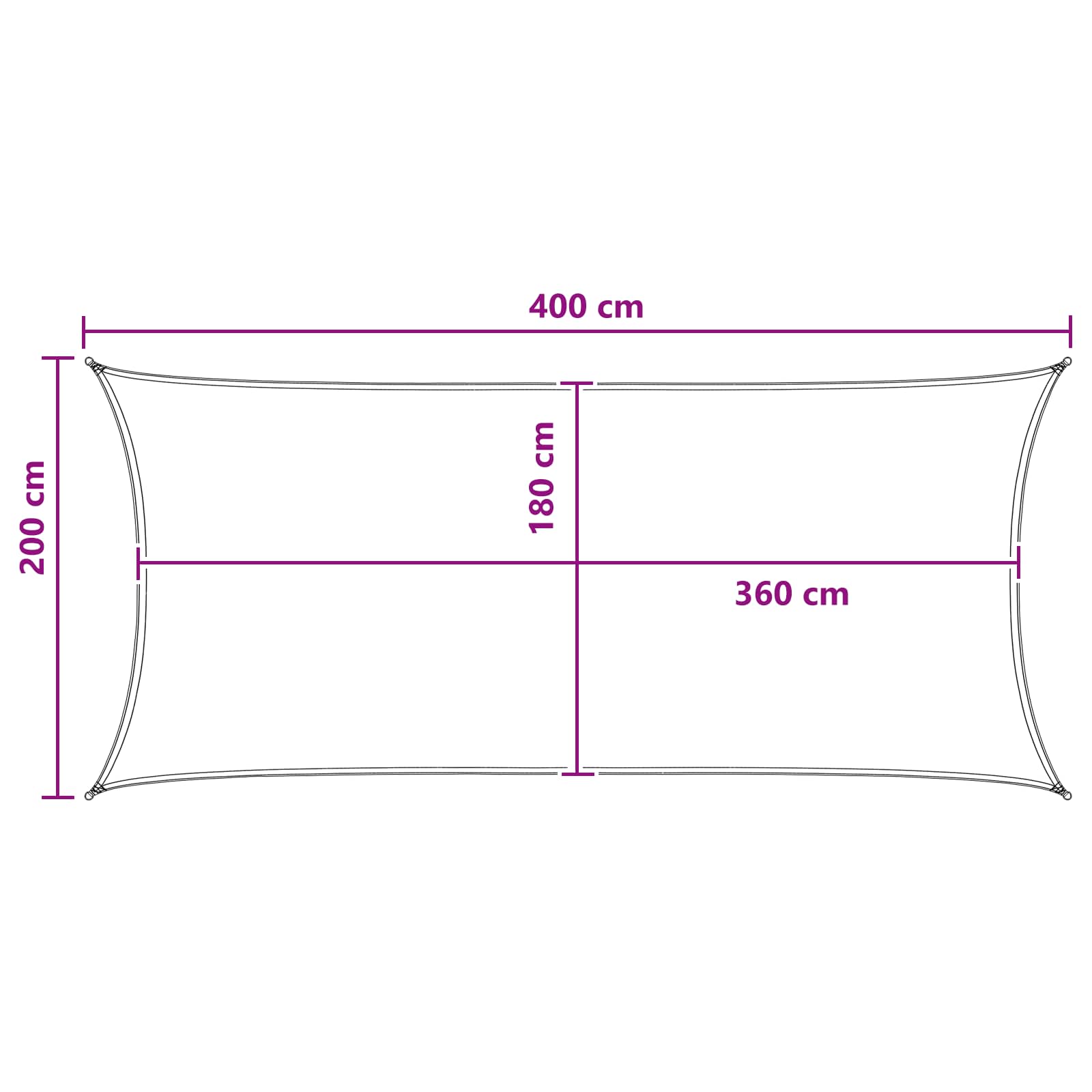 Jedrilica za sunčevu sjenu Antracit i bijelo 2 x 4 m HDPE