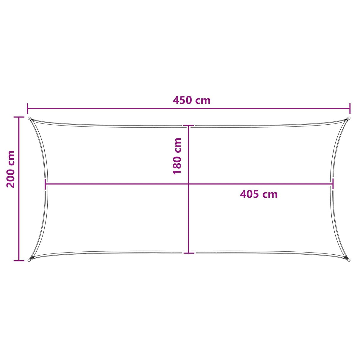 Jedrilica za sunčevu sjenu Antracit i bijelo 2 x 4,5 m HDPE