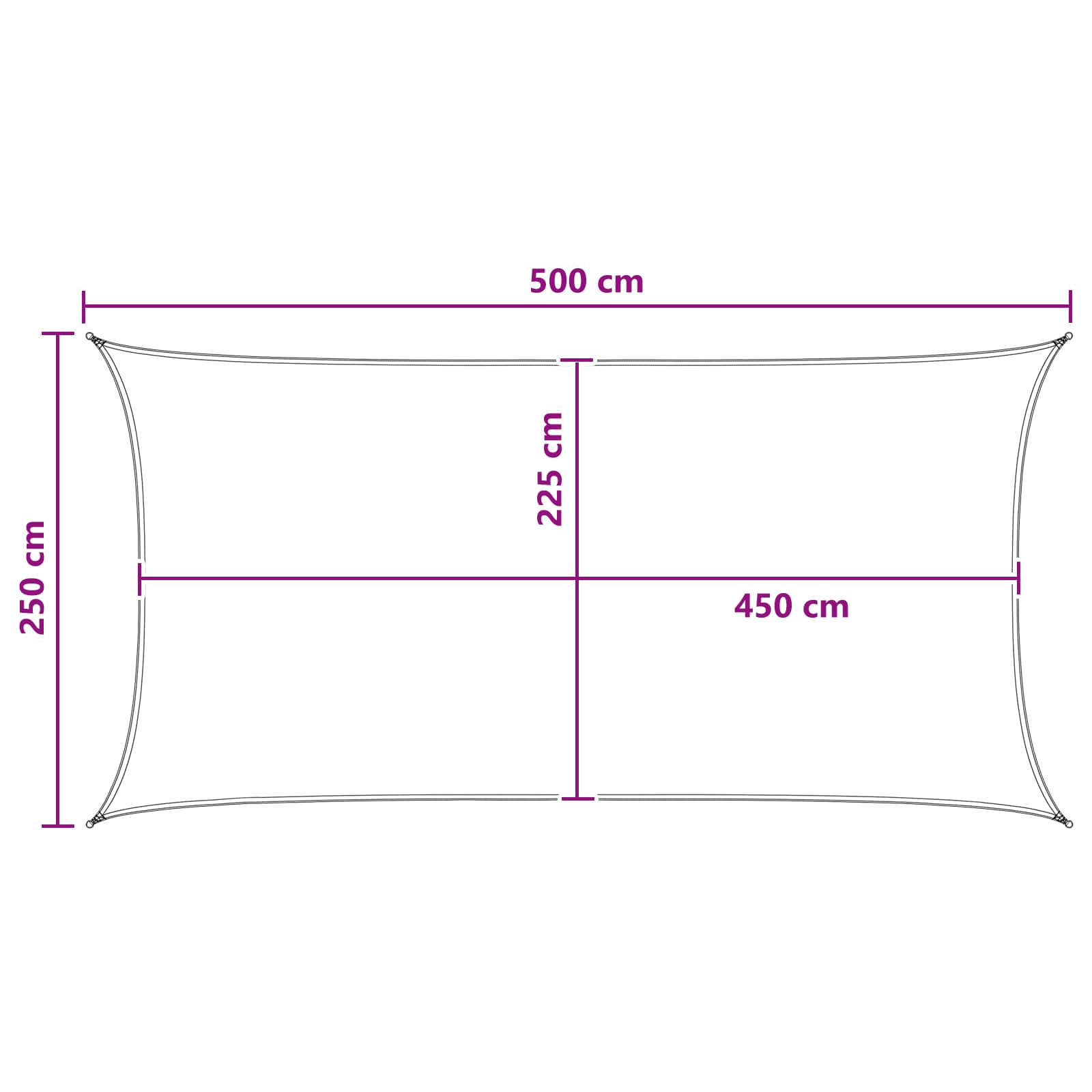 Jedrilica za sunčevu sjenu Plava i bijela 2,5 x 5 m HDPE