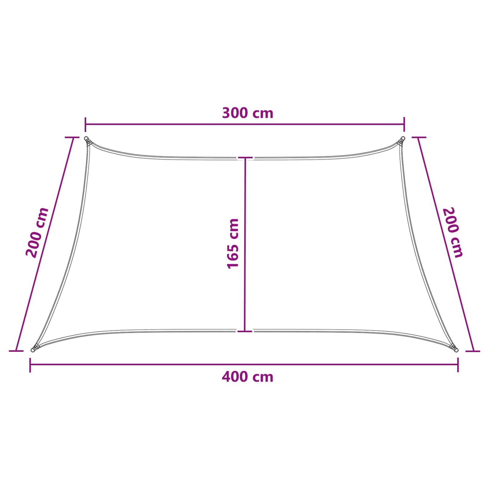 Jedrilica za sunčevu sjenu Plava i bijela 3 / 4 x 2 m HDPE