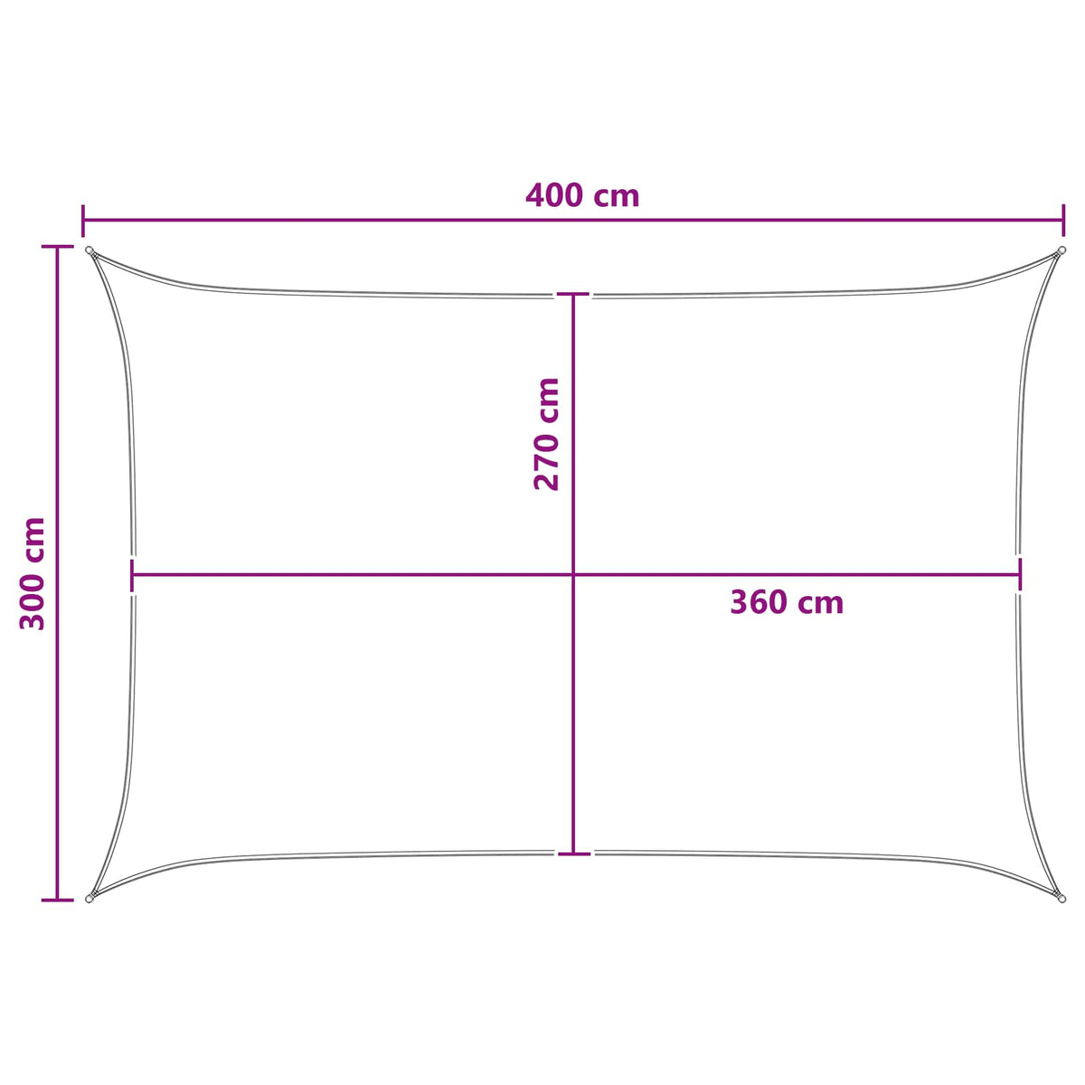 Jedrilica za sunčevu sjenu Svijetlo siva i bijela. 3 x 4 m HDPE