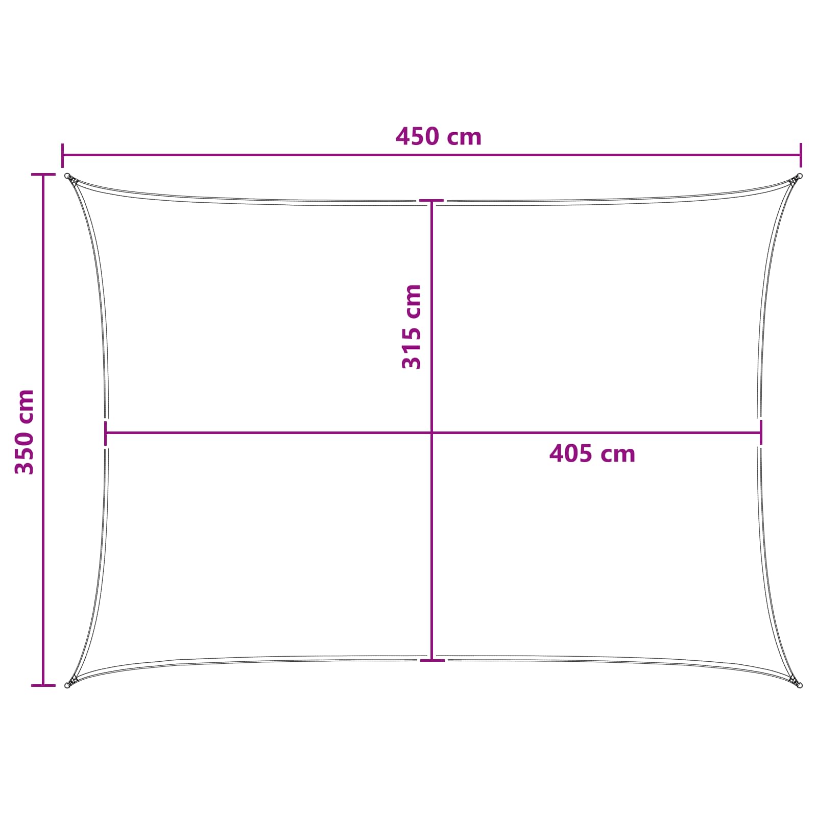Jedrilica za sunčevu sjenu Svijetlo siva i bijela. 3,5 x 4,5 m