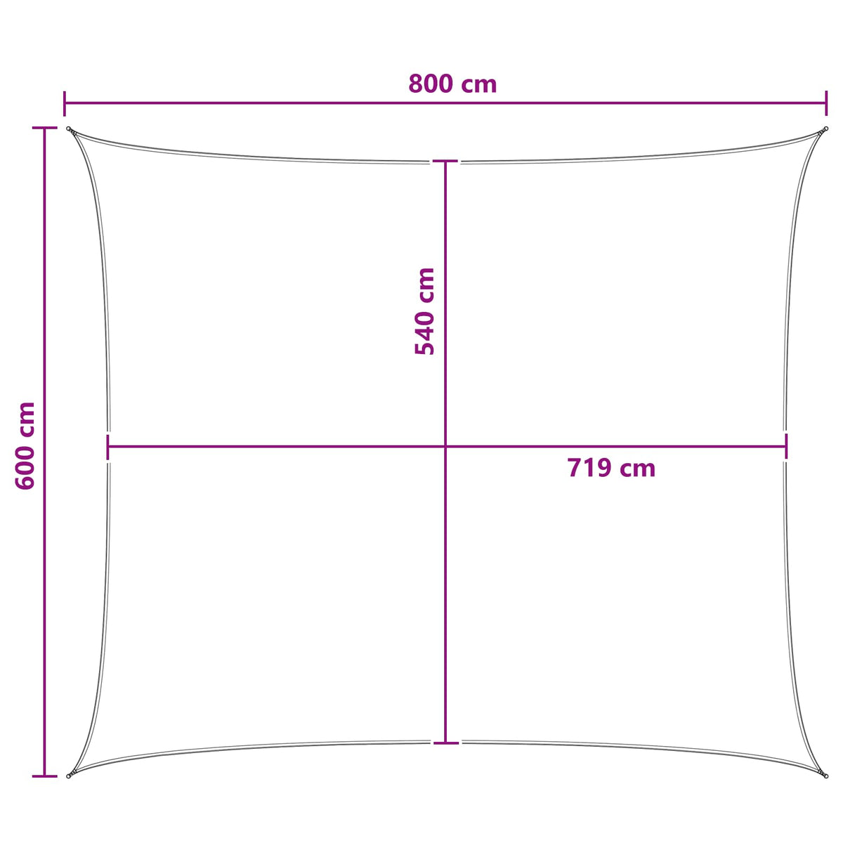 Jedrilica za sunčevu sjenu Svijetlo siva i bijela. 6 x 8 m HDPE