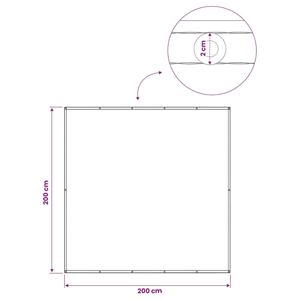 Zaslon za privatnost na balkonu 200 x 200 cm
